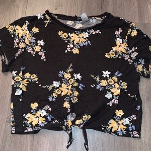Black shirt with flowers